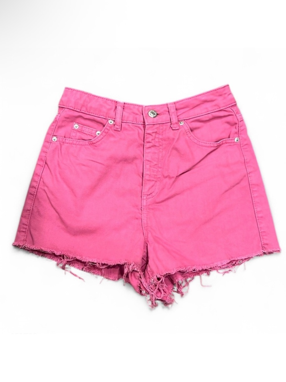 Topshop Pink High Rise Mom Denim Shorts Size 2